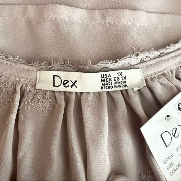 DEX Womens 1X Crochet Inset Embroidered Boho Top NWT - Picture 11 of 13